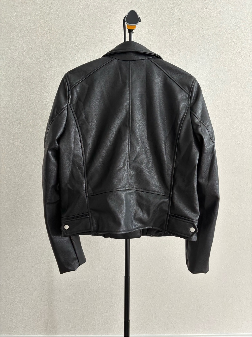 H&M Women’s Faux Leather Moto Jacket Black Size S Biker Style Zip Up - Picture 3 of 15